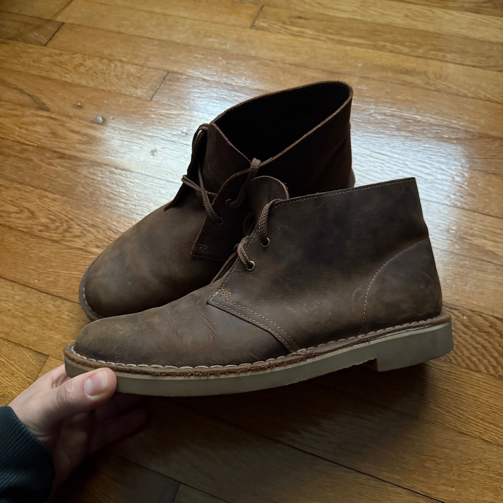Mens Brown Leather Clarks Chukka Boots